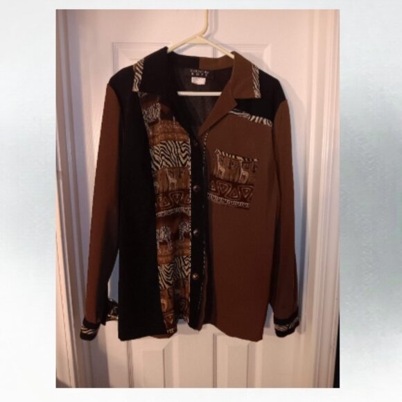 Christina Hope animal patchwork print button up dress jacket, women's size 12 - Picture 4 of 4